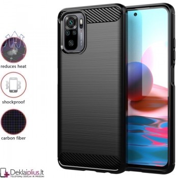 Carbon guminis dėklas - juodas (telefonui Xiaomi Poco M3 Pro/Redmi Note 10 5G) 